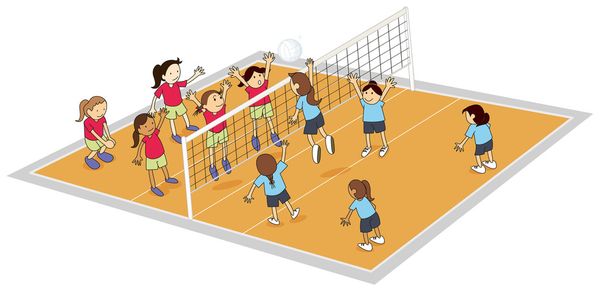 girls playing volley ball - Vector, Image