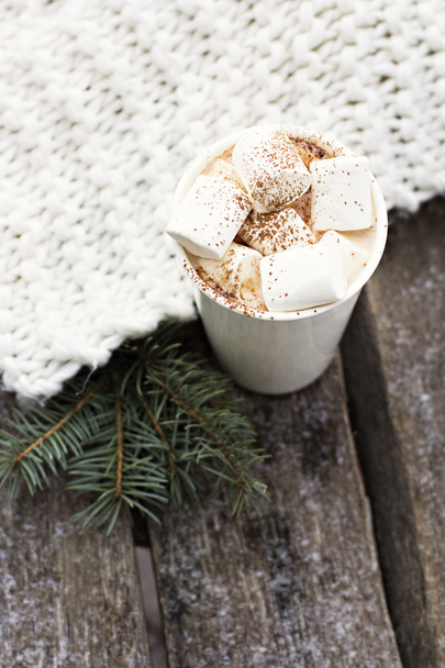 A cup of warm cocoa with marshmallows  - Photo, Image