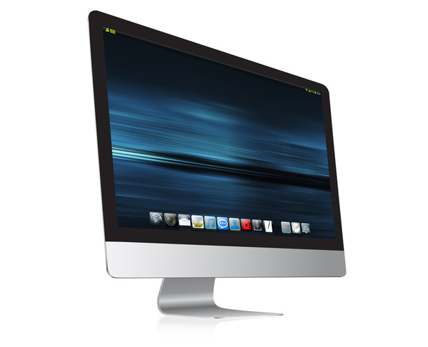 Modern computer on white background 3D rendering - Φωτογραφία, εικόνα