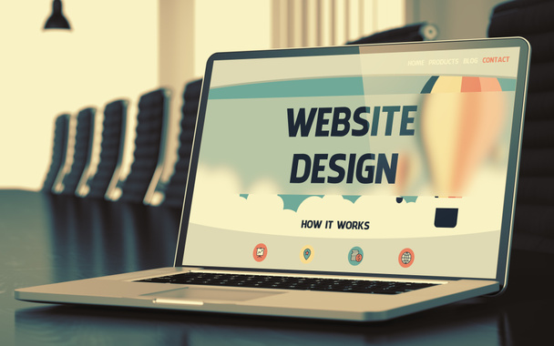 Concetto di design del sito Web sullo schermo del computer portatile. Illustrazione 3D
. - Foto, immagini