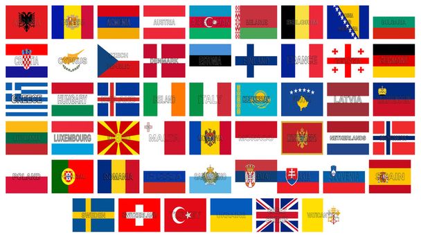 Todas as bandeiras da Europa
 - Foto, Imagem