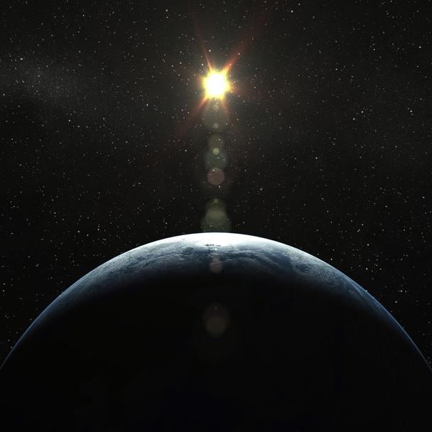 Ημισέληνος πλανήτη γη με τον ήλιο - Φωτογραφία, εικόνα