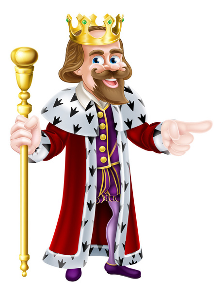 Cartoon King Pointing - Вектор, зображення
