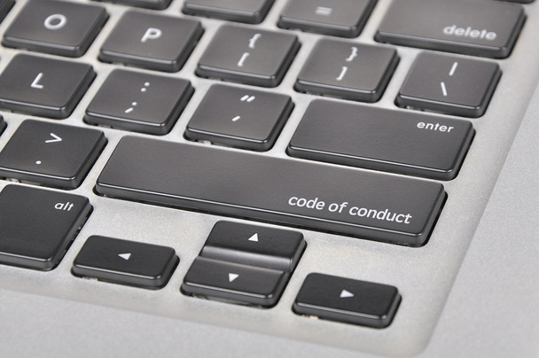 El botón del teclado del ordenador escrito código de conducta palabra
 - Foto, imagen