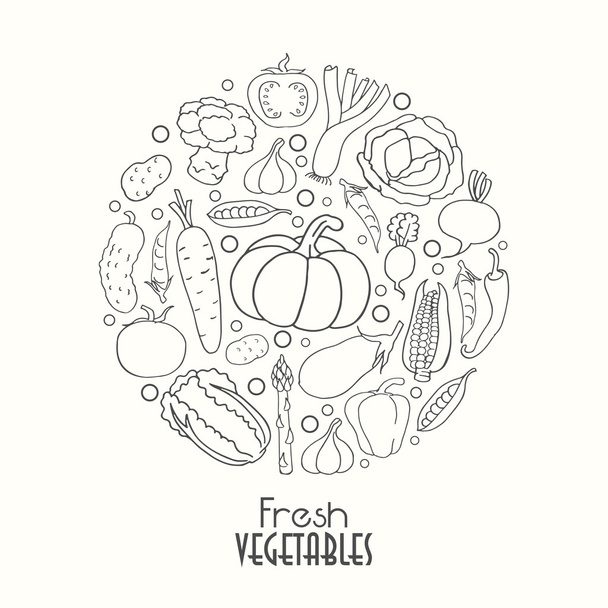 Stylish vegetables in a circle - Vector, Image
