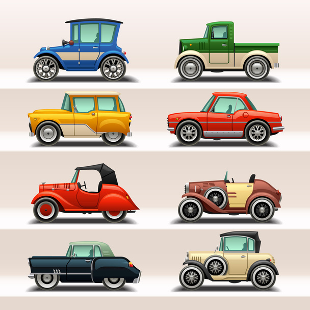 Set of retro cars - Vector, Image