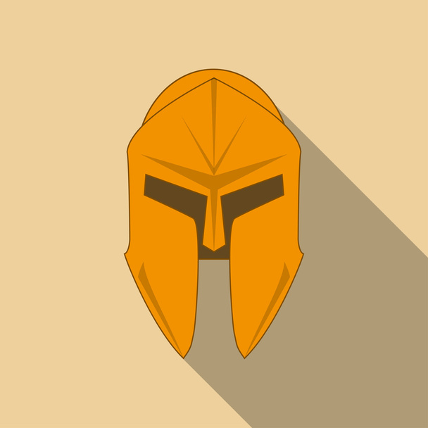 spartanische Helmsilhouette, griechischer Krieger. korinthischer Helm mit langem Schatten. Vektorabbildung eps10 - Vektor, Bild
