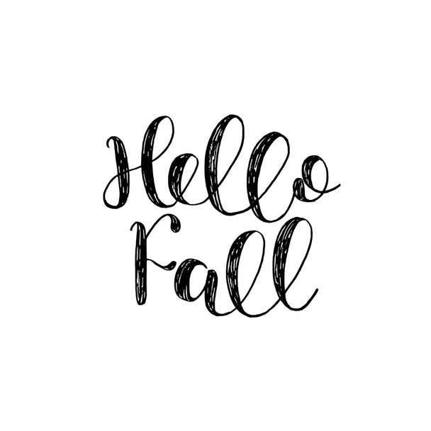 Hello Fall. Brush lettering. - ベクター画像