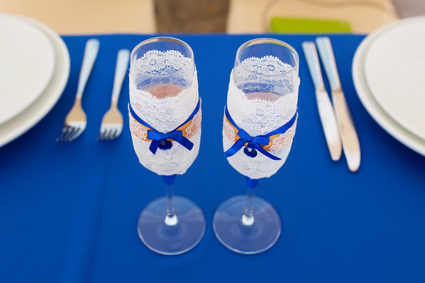 Blue wedding glasses - Foto, immagini