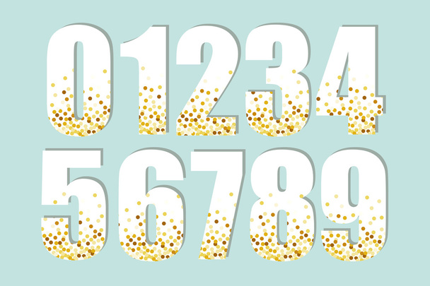 numbers with golden glitter  - Wektor, obraz