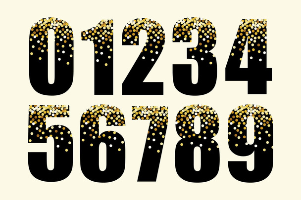 numbers with golden glitter  - Διάνυσμα, εικόνα