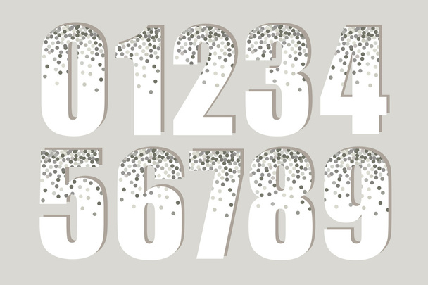 Zahlen mit Silberglitzern  - Vektor, Bild