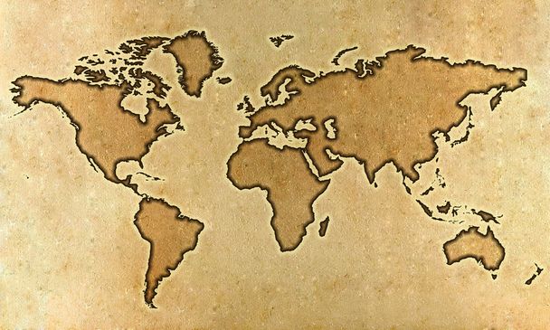 Weltkarte aus Pergament - Foto, Bild