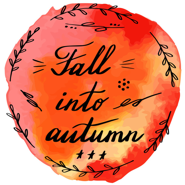 Autumn watercolor banner with hand lettering - Wektor, obraz