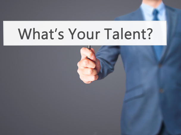 What's Your Talent ? - Businessman hand holding sign - Zdjęcie, obraz