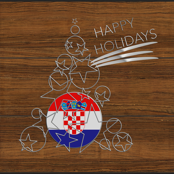 Mutlu tatil Noel ağacı çelik ve ahşap Hırvatistan - Fotoğraf, Görsel