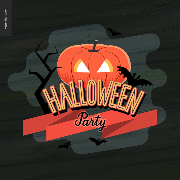 Halloween Party lettering e uma jack-o-lanterna
 - Vetor, Imagem