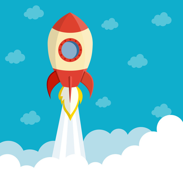 Rocket ship in a flat style. - Vector, Image