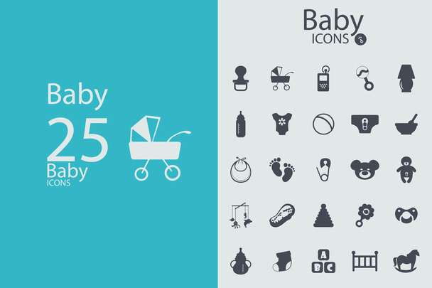 Flat concept, design , SEO. Set modern Icons mobile applications and web design. Working optimization: Baby symbols collection - Vector, Image
