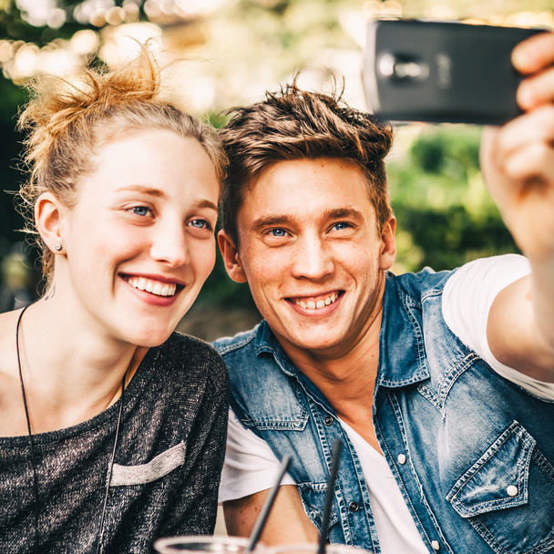 Couple Taking Selfie on Mobile phone  - Foto, Imagem
