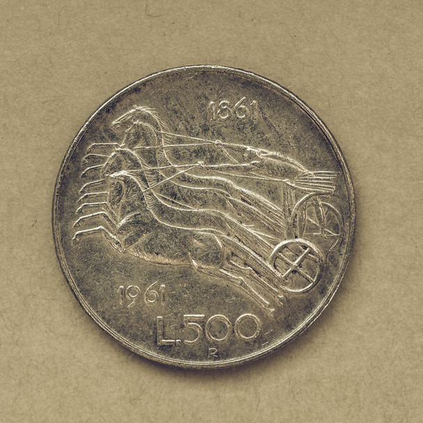 Vintage Italian 500 Lire coin - Photo, Image