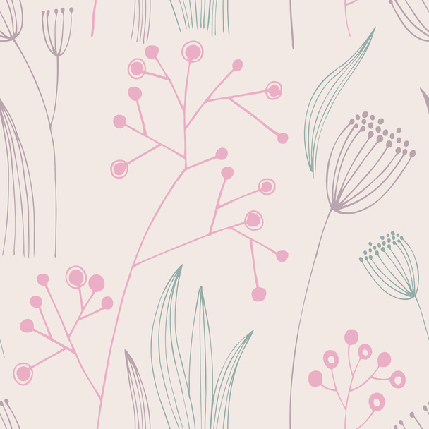 Vector seamless pattern with hand-drawn ink flowers - Vettoriali, immagini