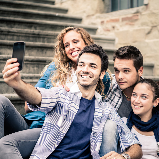 Young happy friends taking selfie  - Photo, Image