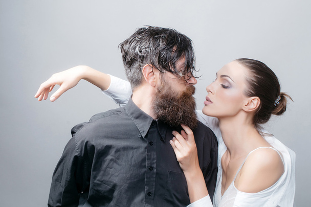 young stylish sexy couple in studio - Foto, Imagem
