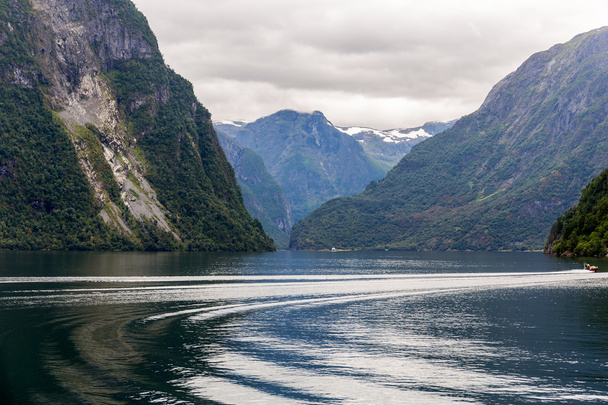 Scenic view of Aurlandsfjord in Norway - Photo, Image