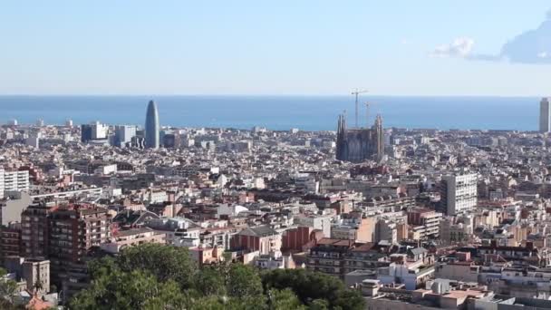 Skyline stad Barcelona Sagrada Familia - Video