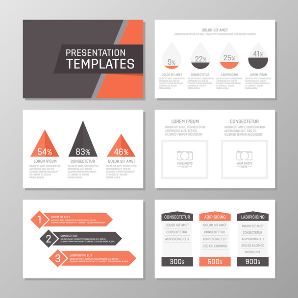 Set rode en grijze sjabloon voor multifunctionele presentatiedia's. Brochure, jaarverslag, boek cover ontwerp. - Vector, afbeelding