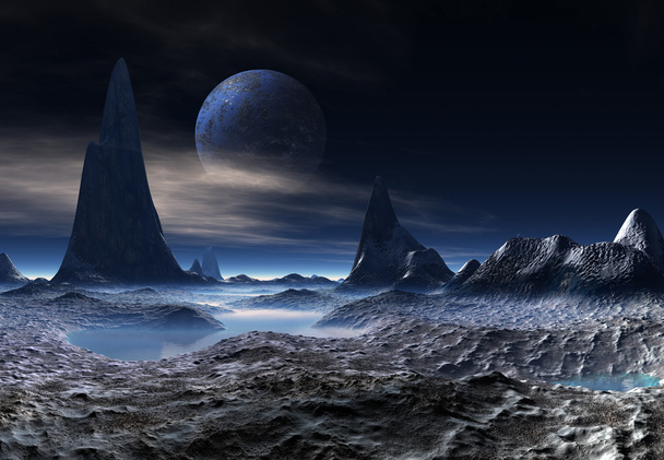 Idegen bolygón - Fantasy tájkép - Fotó, kép