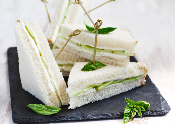 Cucumber and cream cheese sandwiches - Фото, изображение