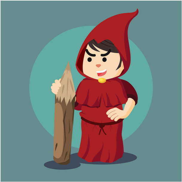inquisitor holding big wooden pencils - Vector, afbeelding