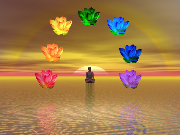 meditatie en chakra 's - Foto, afbeelding