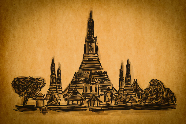 Wolna ręka szkic kolekcja: świątyni Wat Arun w Bangkoku - Zdjęcie, obraz