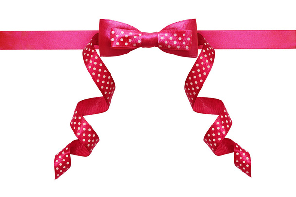 Pink silk polka dot ribbon bow  - Photo, Image
