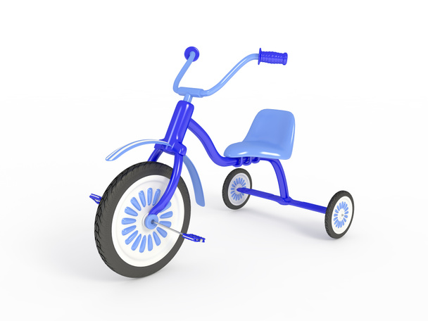 Triciclo azul isolado 3d render
 - Foto, Imagem