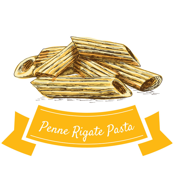 Penne Rigate pasta colorful illustration - ベクター画像