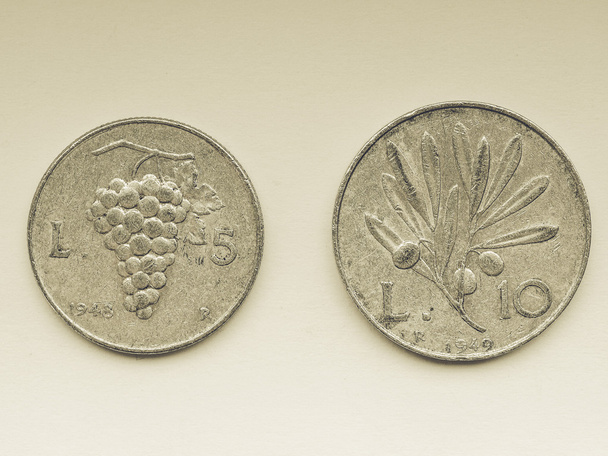 Retro staré italské mince - Fotografie, Obrázek