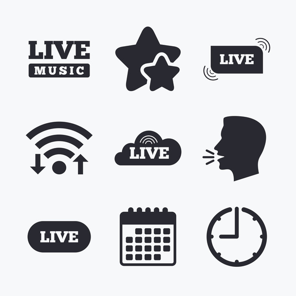 Live music icons. Karaoke or On air stream. - Vetor, Imagem