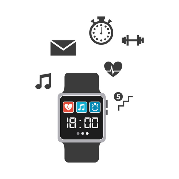 smartwatch wearable technology icons - Vector, Image