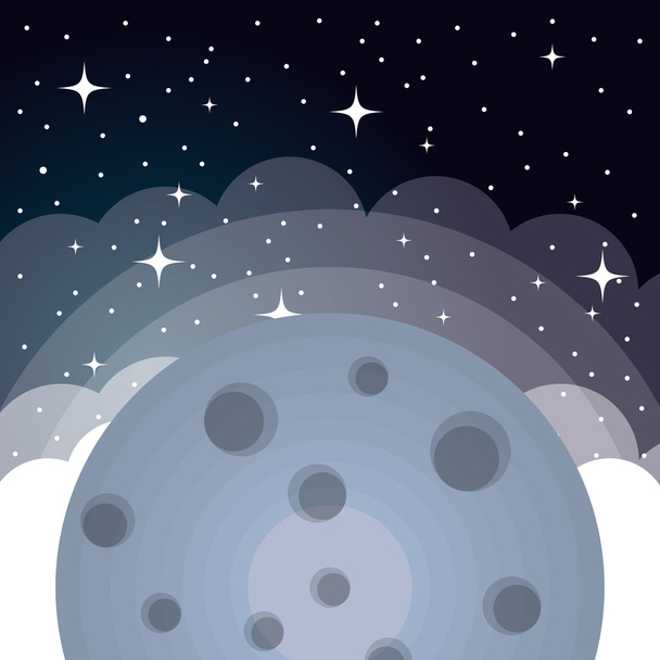Луна в космосе Вселенной
 - Вектор,изображение