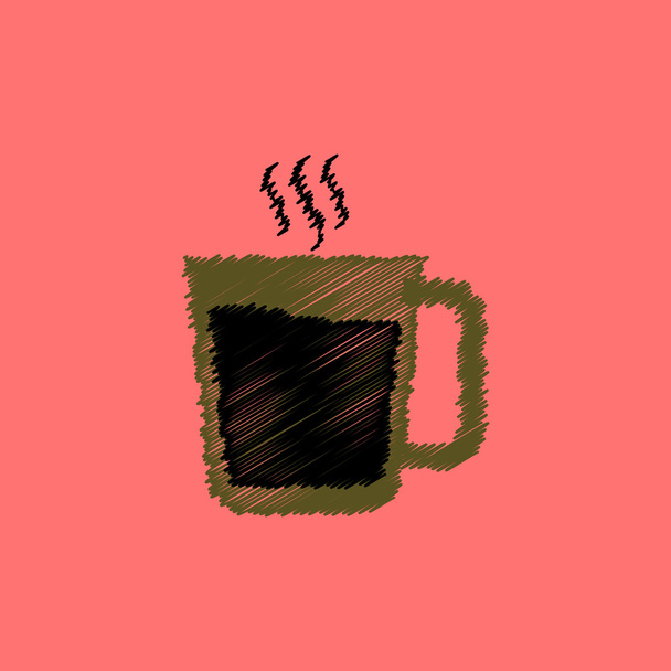 чашка горячего кофе с плоским векторным дизайном
 - Вектор,изображение