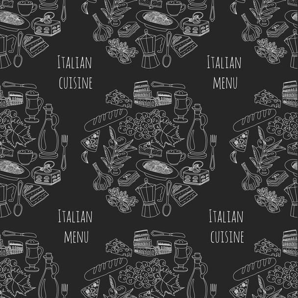 Set de garabatos vectoriales para menú italiano. Comida Viajes Cocina Restaraunt Journey
 - Vector, imagen