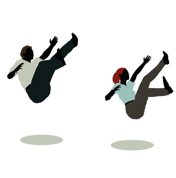 uomo e donna silhouette in Still Pose Falling
 - Vettoriali, immagini