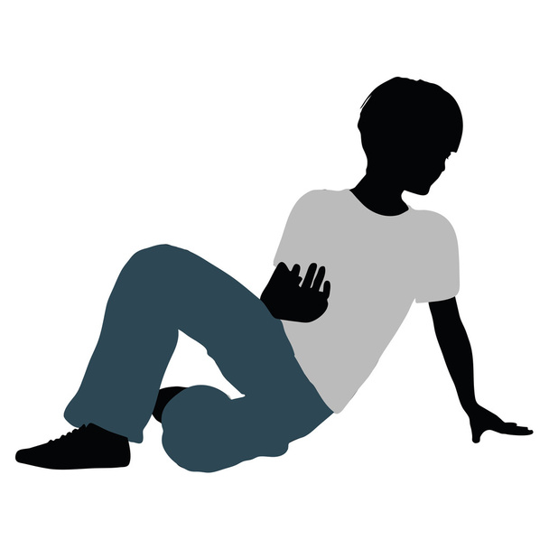 boy silhouette in Intimate Talk Pose - Vector, Image