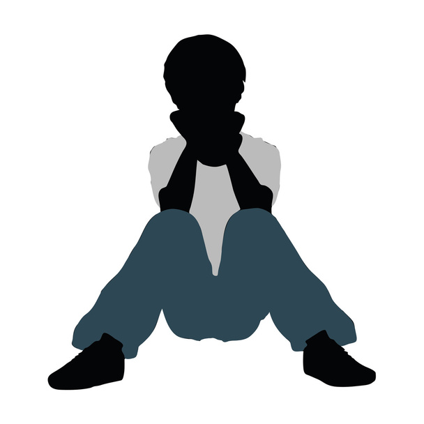 boy silhouette in Intimate Talk Pose - Vector, Image