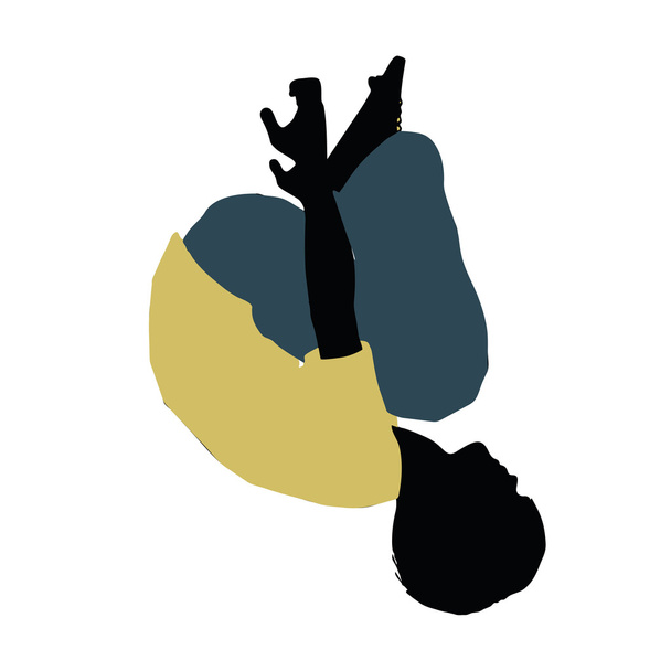 boy silhouette in Playing Pose - Wektor, obraz