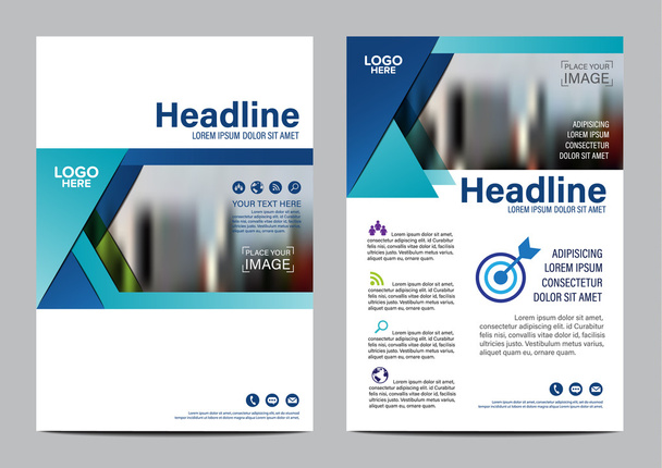 Blauwe moderne brochure lay-out ontwerpsjabloon. Jaarverslag flyer folder cover presentatie moderne achtergrond. illustratie vector in A4 formaat - Vector, afbeelding